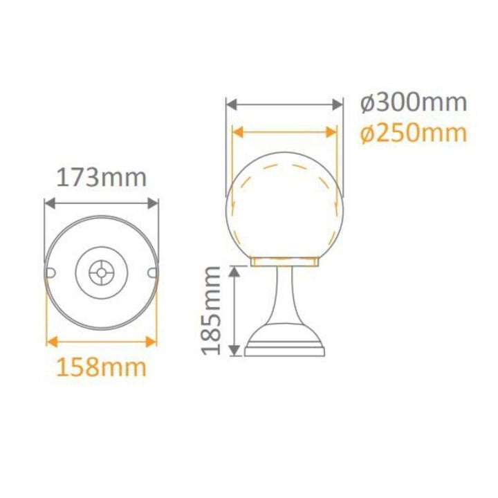 Domus GT-503 Siena - 25cm Sphere Exterior Pillar Mount-Domus Lighting-Ozlighting.com.au