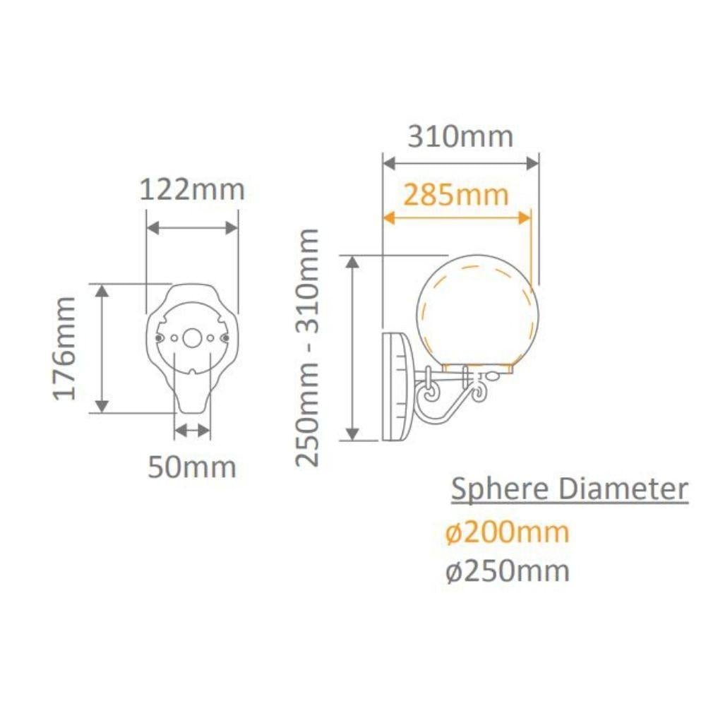 Domus GT-545 Siena - 25cm Sphere Wall Light-Domus Lighting-Ozlighting.com.au