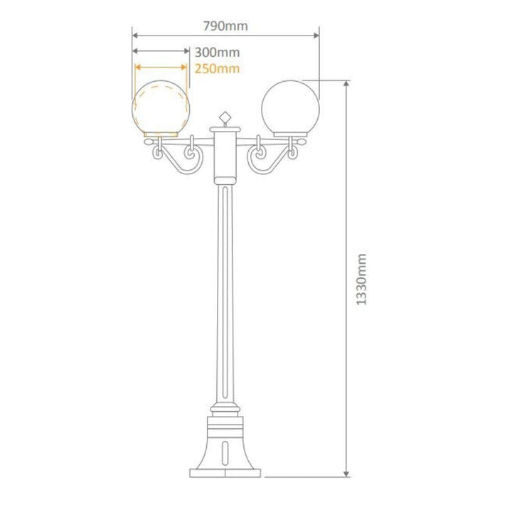 Domus GT-567 Siena - Twin 25cm Spheres Short Post-Domus Lighting-Ozlighting.com.au