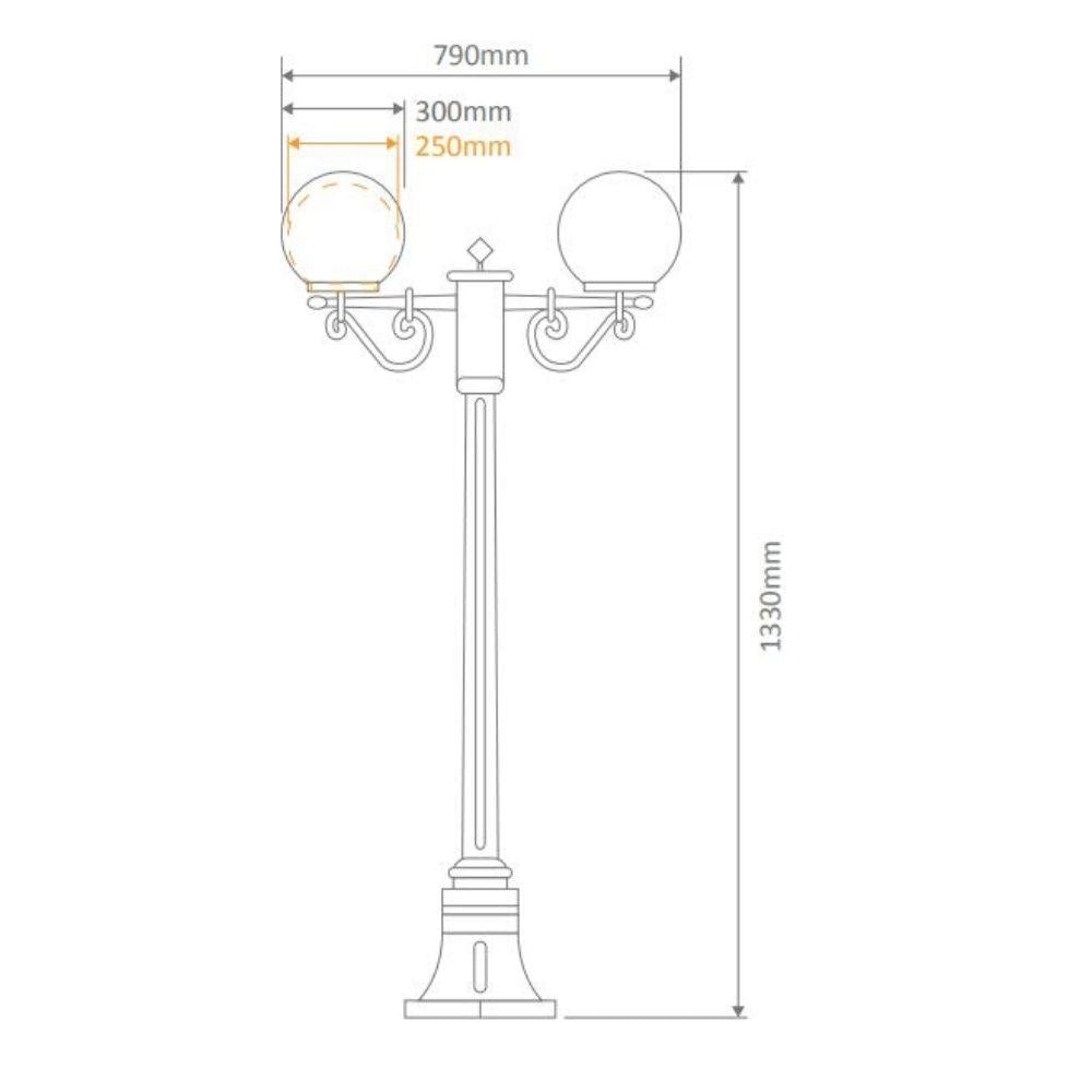 Domus GT-567 Siena - Twin 25cm Spheres Short Post-Domus Lighting-Ozlighting.com.au