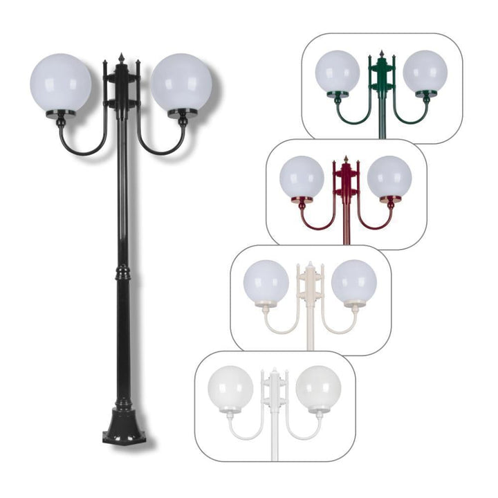 Domus GT-615 Lisbon - Twin 30cm Sphere Curved Arms Medium Post Light-Domus Lighting-Ozlighting.com.au