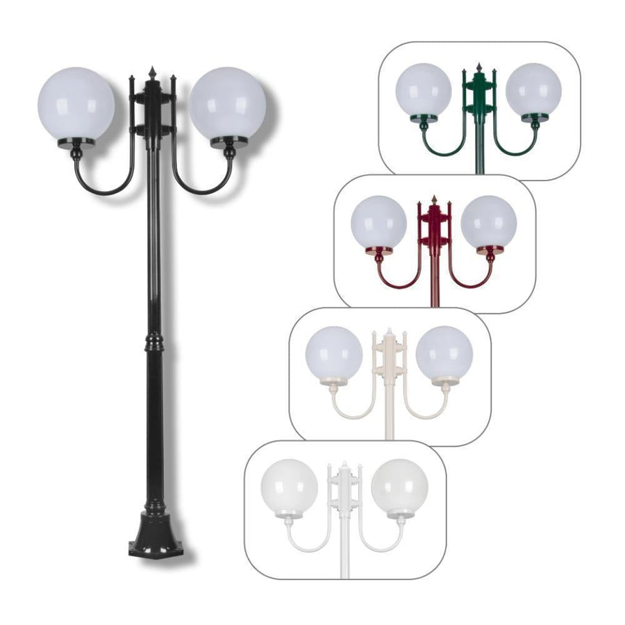 Domus GT-615 Lisbon - Twin 30cm Sphere Curved Arms Medium Post Light-Domus Lighting-Ozlighting.com.au