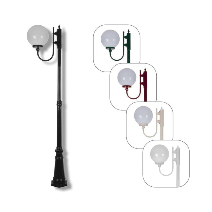 Domus GT-619 Lisbon - 30cm Sphere Curved Arm Tall Post Light-Domus Lighting-Ozlighting.com.au