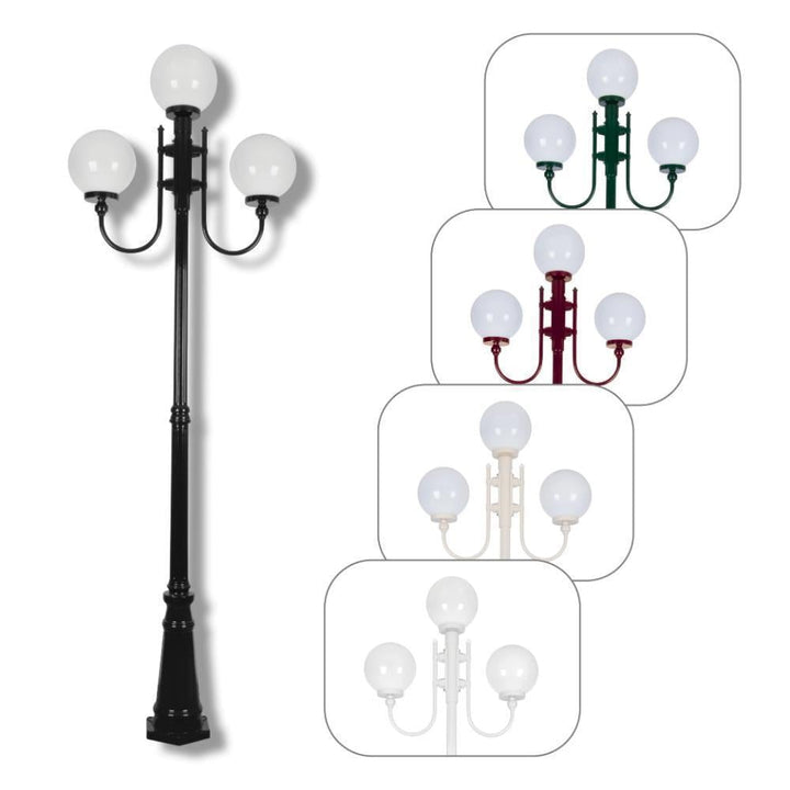 Domus GT-622 Lisbon - Triple 25cm Spheres Curved Arms Tall Post Light-Domus Lighting-Ozlighting.com.au