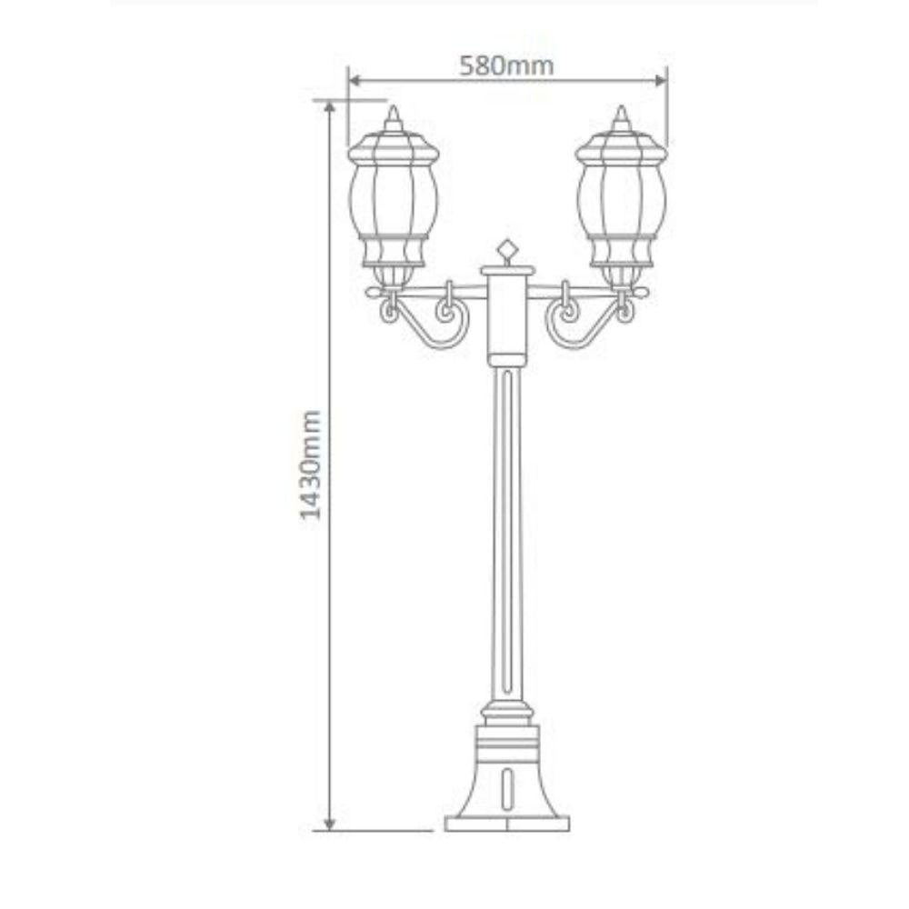 Domus GT-675 Vienna Post Light - Twin Head-Domus Lighting-Ozlighting.com.au