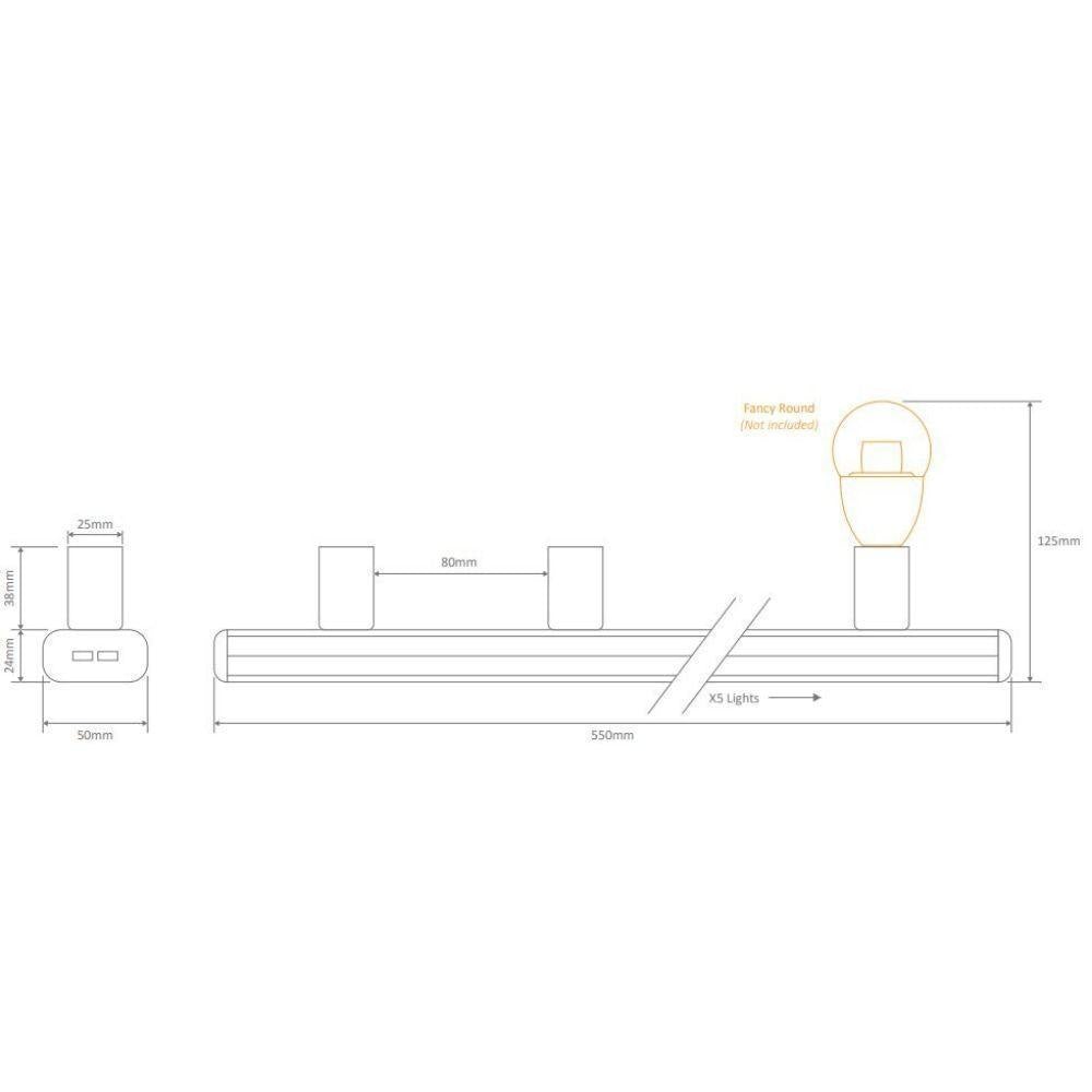 Domus HL-804-5 - 5 Light Hollywood Light 55cm-Domus Lighting-Ozlighting.com.au