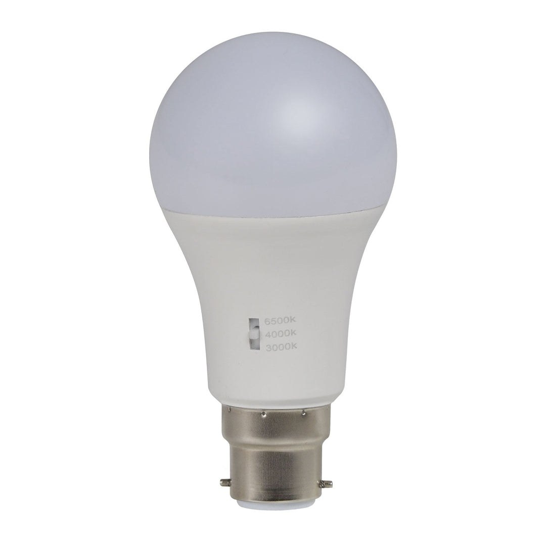 Domus KEY-GLS-TRIO - 12W LED Dimmable Tri-Colour GLS A60 Shape Frosted PC Globe - B22/E27-Domus Lighting-Ozlighting.com.au