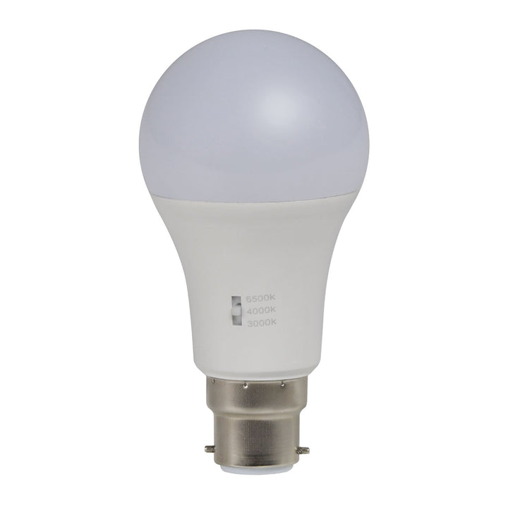 Domus KEY-GLS-TRIO - 12W LED Dimmable Tri-Colour GLS A60 Shape Frosted PC Globe - B22/E27-Domus Lighting-Ozlighting.com.au