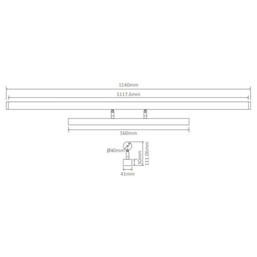 Domus MIRROR-20 LED Wall Vanity or Picture Light - 20W, Tri-Colour, 1140mm-Domus Lighting-Ozlighting.com.au
