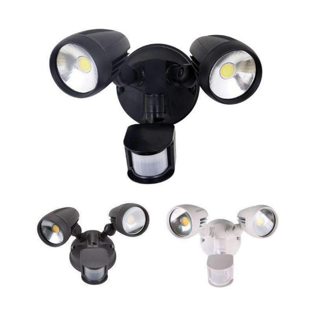 Domus MURO-PRO-30S LED Spotlight - 30W, Tri-Colour, IP44, Twin Head, with Sensor-Domus Lighting-Ozlighting.com.au