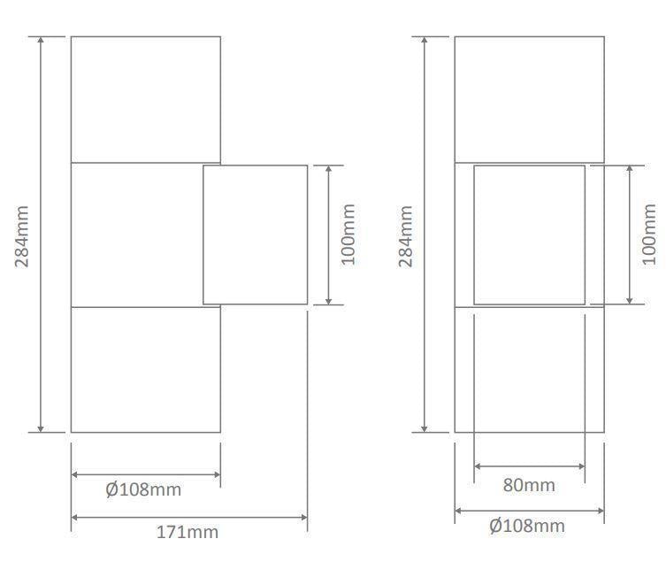 Domus PIPER-PRO-2 - 2x10W Tricolour LED Large Round or Square Up/Down Exterior Wall Light IP65-Domus Lighting-Ozlighting.com.au