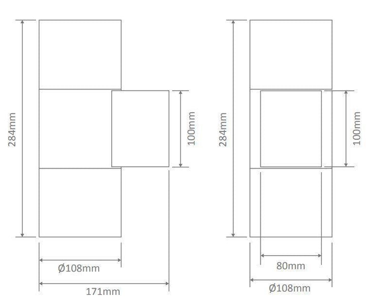 Domus PIPER-PRO-2 - 2x10W Tricolour LED Large Round or Square Up/Down Exterior Wall Light IP65-Domus Lighting-Ozlighting.com.au