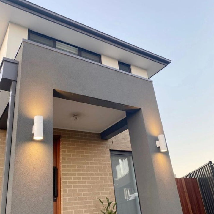 Domus PIPER-PRO-2 - 2x10W Tricolour LED Large Round or Square Up/Down Exterior Wall Light IP65-Domus Lighting-Ozlighting.com.au