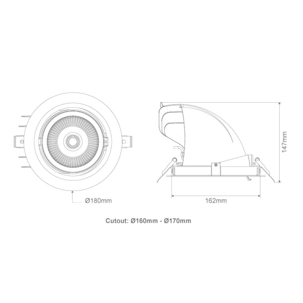 Domus SCOOP-25-TRIO LED Downlight - 25W, Tri-Colour, Dimmable, Adjustable-Domus Lighting-Ozlighting.com.au