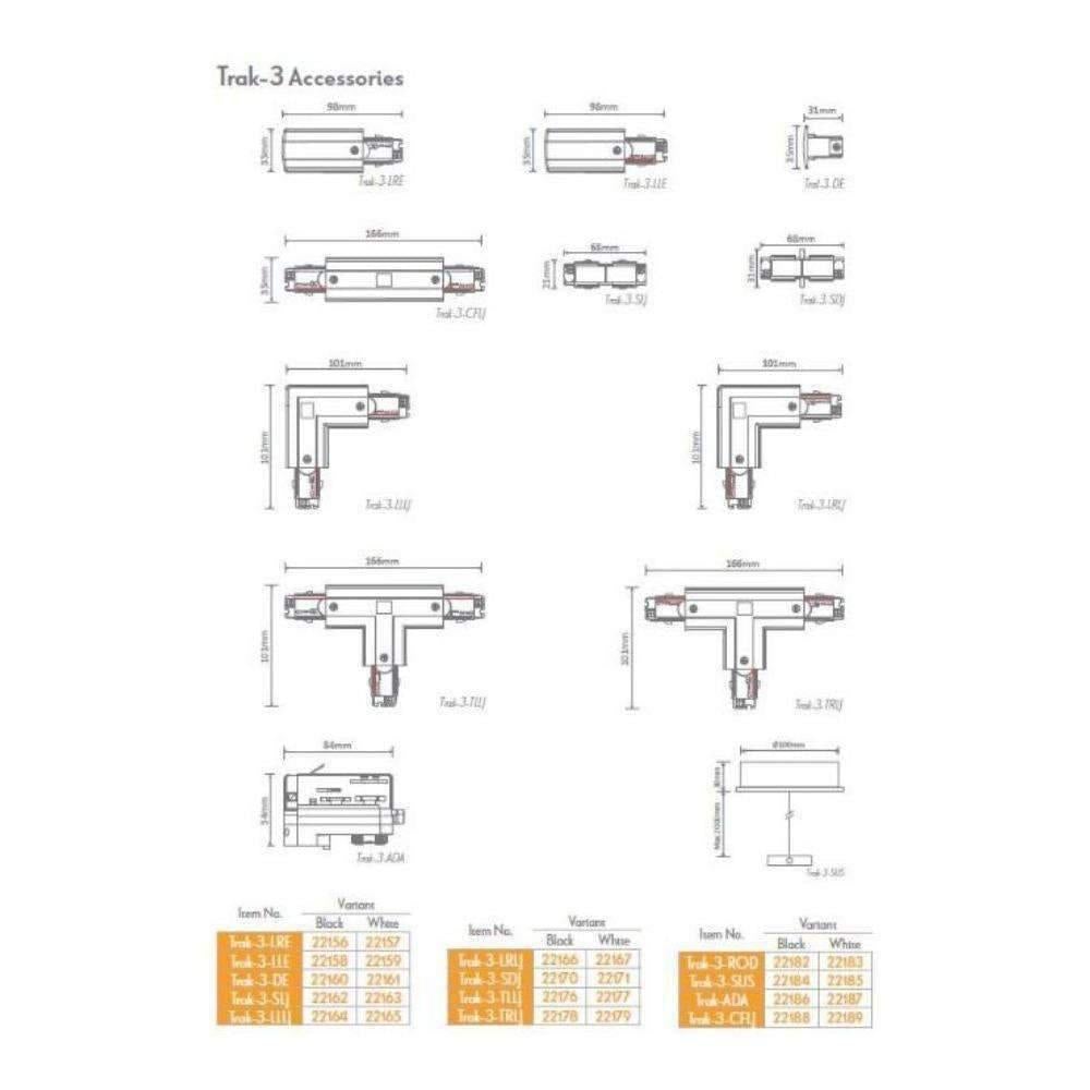 Domus TRAK-3LJ - 3-Circuit T-Shape Left Live Joiner Accessory-Domus Lighting-Ozlighting.com.au