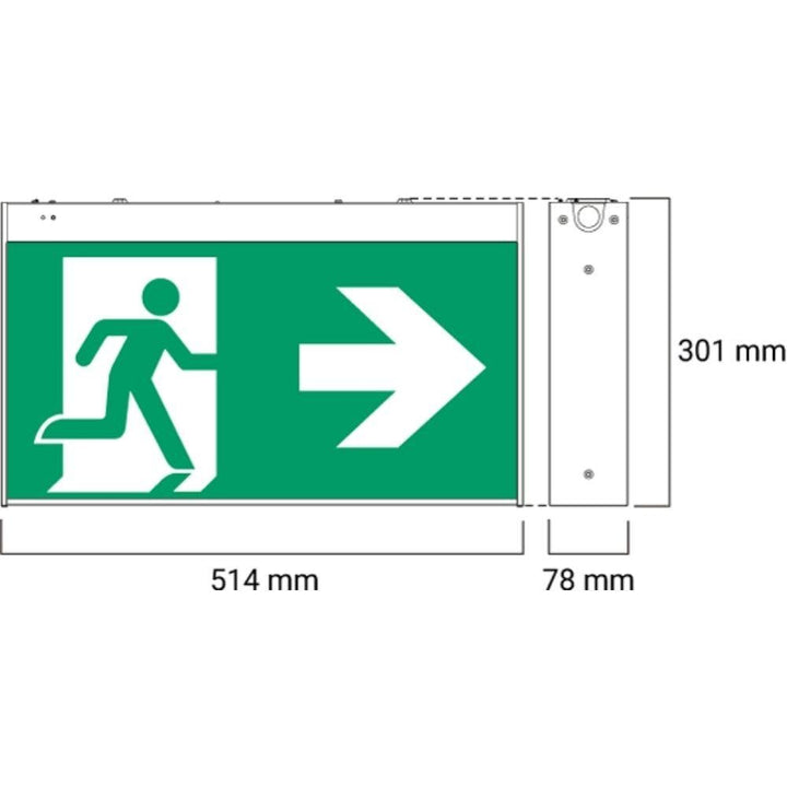 Ektor MERCURY-40M-PRO-LK - 1.4W LED Lynk Jumbo Wall / Ceiling Mounted Emergency Exit Sign Light IP20-Ektor Lighting-Ozlighting.com.au
