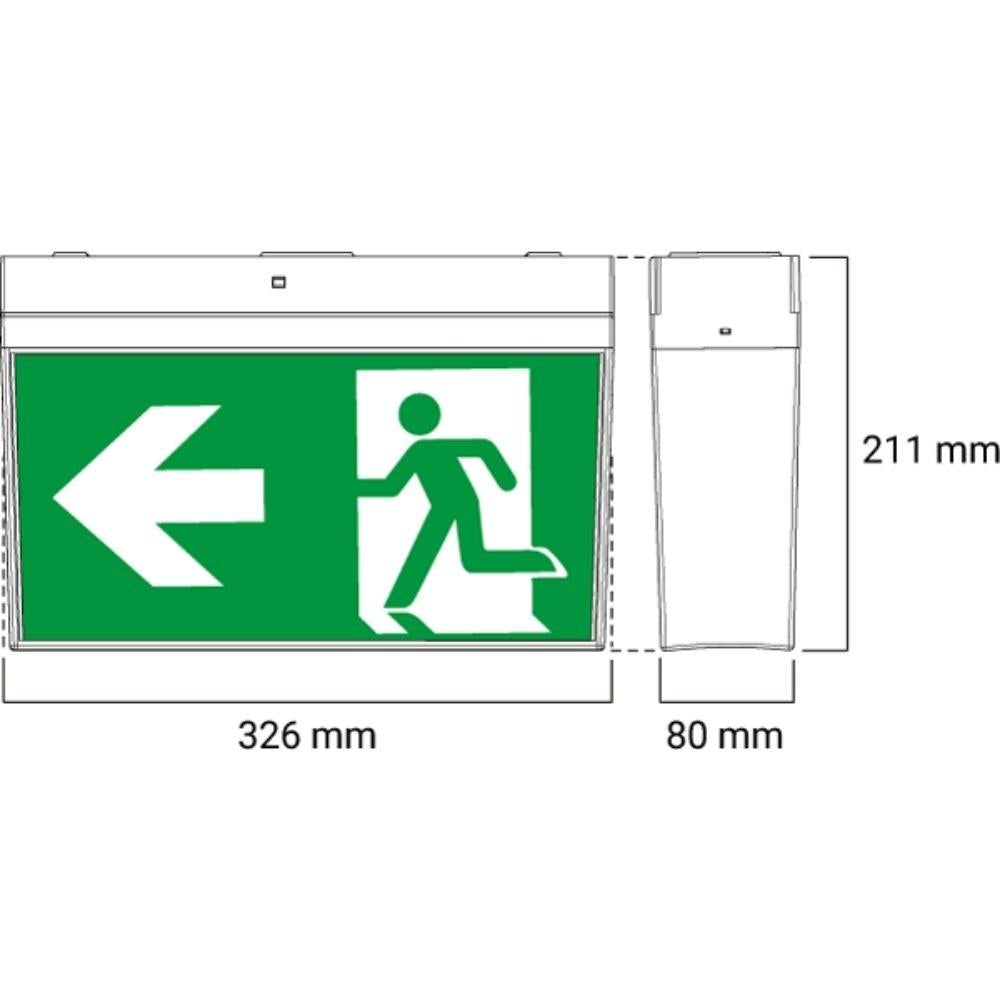 Ektor MERCURY Emergency Exit Sign - 3.5W Max, 300x150 Decal, IP20-Ektor Lighting-Ozlighting.com.au