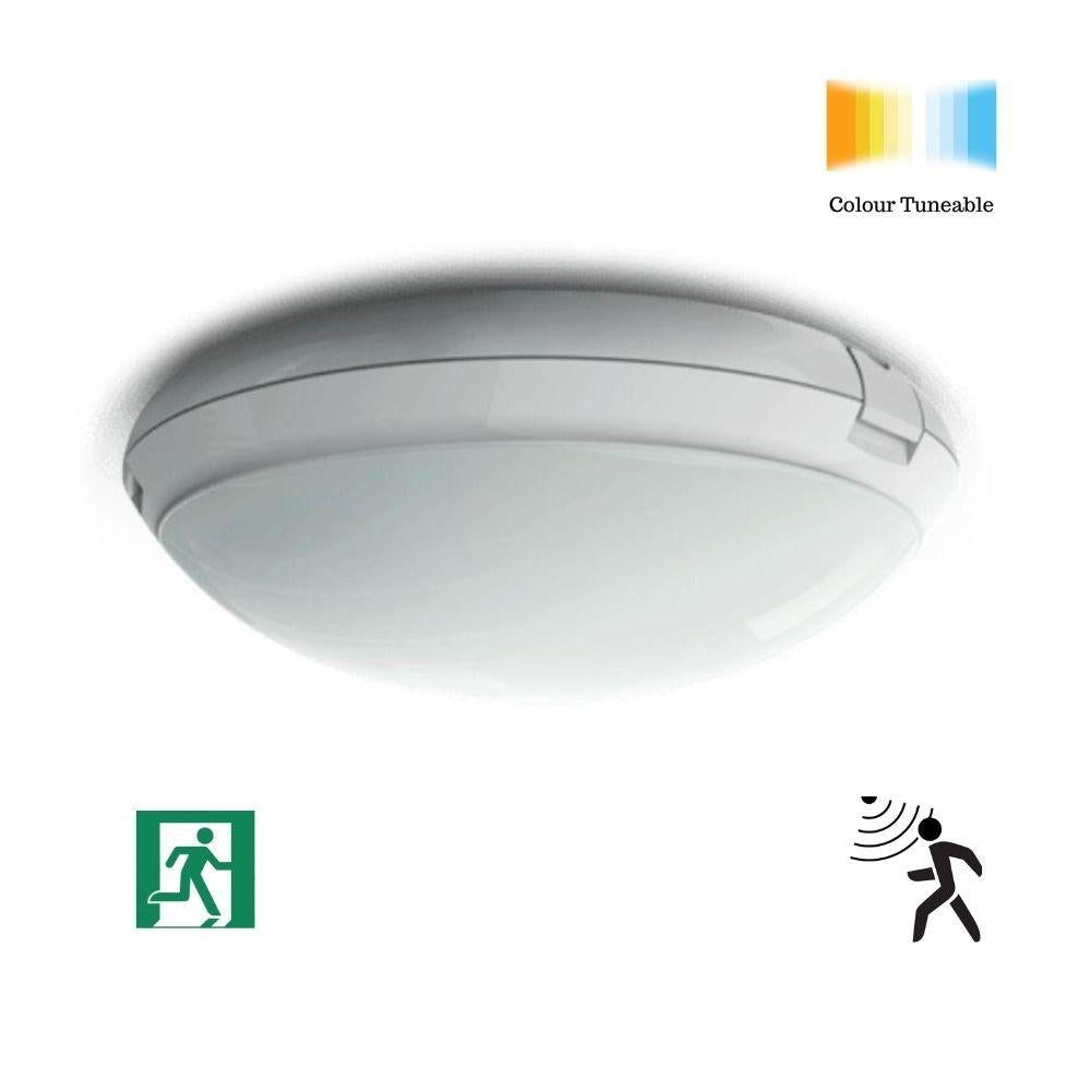 Ektor PEARL-IP65-PRO-CT-EM - 25W Tuneable LED Exterior Emergency Bunker Ceiling Light With Optional Sensor IP65-Ektor Lighting-Ozlighting.com.au