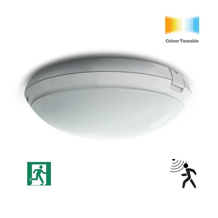 Ektor PEARL-IP65-PRO-CT-EM - 25W Tuneable LED Exterior Emergency Bunker Ceiling Light With Optional Sensor IP65-Ektor Lighting-Ozlighting.com.au