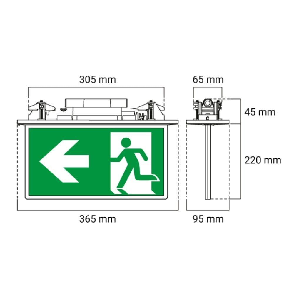Ektor RAZOR-24M - 1.7W LED Recessed Emergency Edgelite Blade Exit Sign Light IP20-Ektor Lighting-Ozlighting.com.au