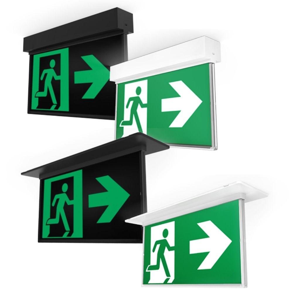 Ektor RAZOR Emergency Exit Light - IP20, Recessed, Surface Mount-Ektor Lighting-Ozlighting.com.au