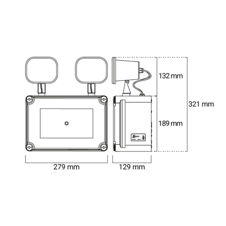 Ektor TWINSPOT-WP-LITE - 2.7W LED Lite Exterior Emergency Twinspot Luminaire IP65-Ektor Lighting-Ozlighting.com.au
