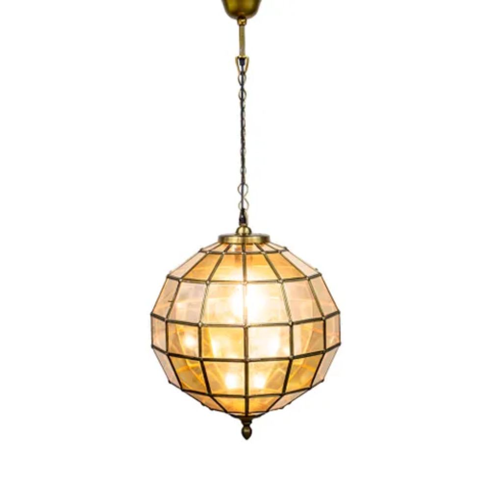Emac & Lawton PRINCE ALBERT Pendant - 1 Light Medium Round Sphere Stained Glass-Emac & Lawton-Ozlighting.com.au