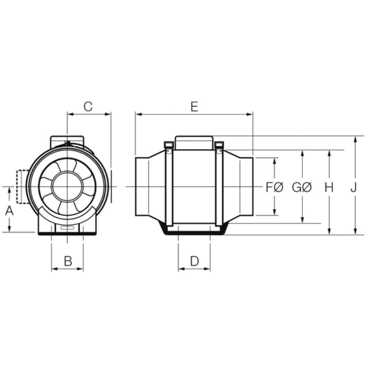 Fantech Trade PROVENT - In-Line Duct Mounted Fan IP44-Fantech Trade-Ozlighting.com.au