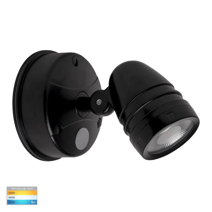 Havit FOCUS - 15W LED Single Head Tri-Colour Exterior PC Spotlight With Sensor IP65-Havit Lighting-Ozlighting.com.au