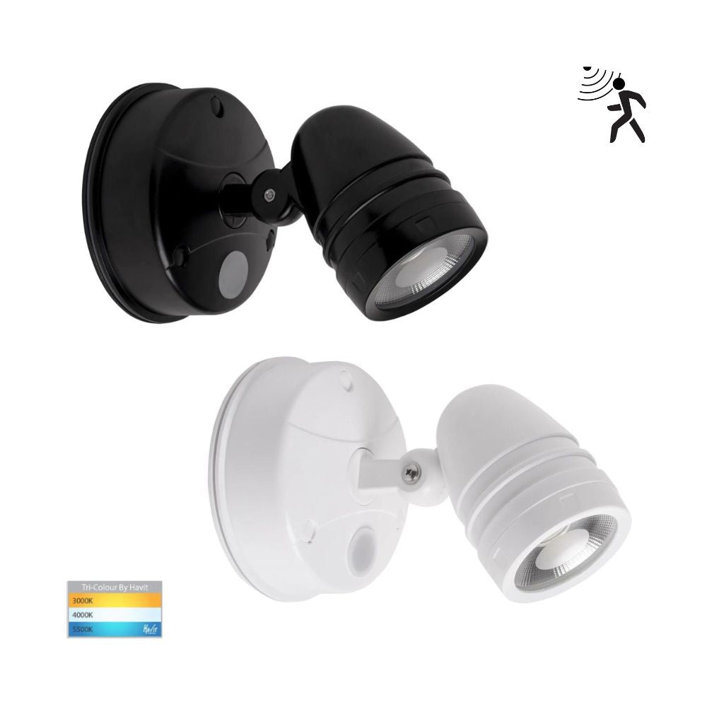 Havit FOCUS - 15W LED Single Head Tri-Colour Exterior PC Spotlight With Sensor IP65-Havit Lighting-Ozlighting.com.au