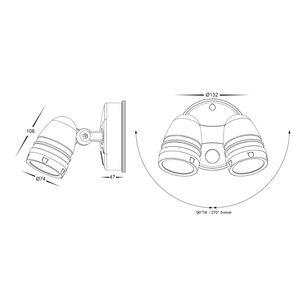 Havit FOCUS LED Spotlight - 2x15W, Tri-Colour, IP65, Twin Head-Havit Lighting-Ozlighting.com.au