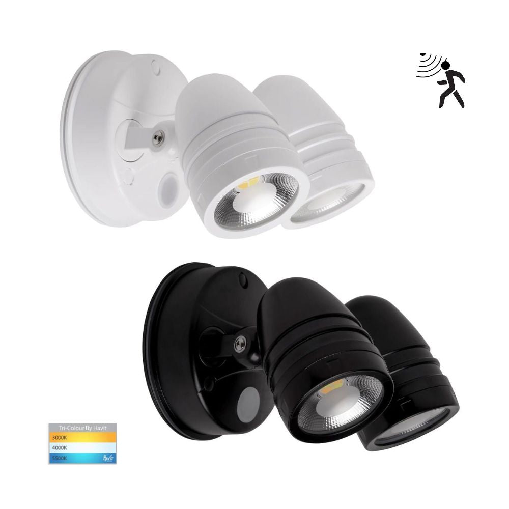 Havit FOCUS LED Spotlight - 2x15W, Tri-Colour, IP65, Twin Head, with Sensor-Havit Lighting-Ozlighting.com.au