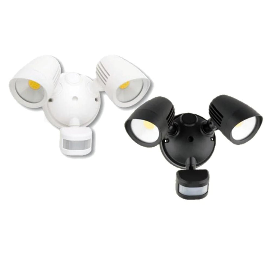 Mercator CICERO - 20W LED Twin Head Colour Switchable Exterior Spotlight Security Light With Sensor IP54-Mercator-Ozlighting.com.au