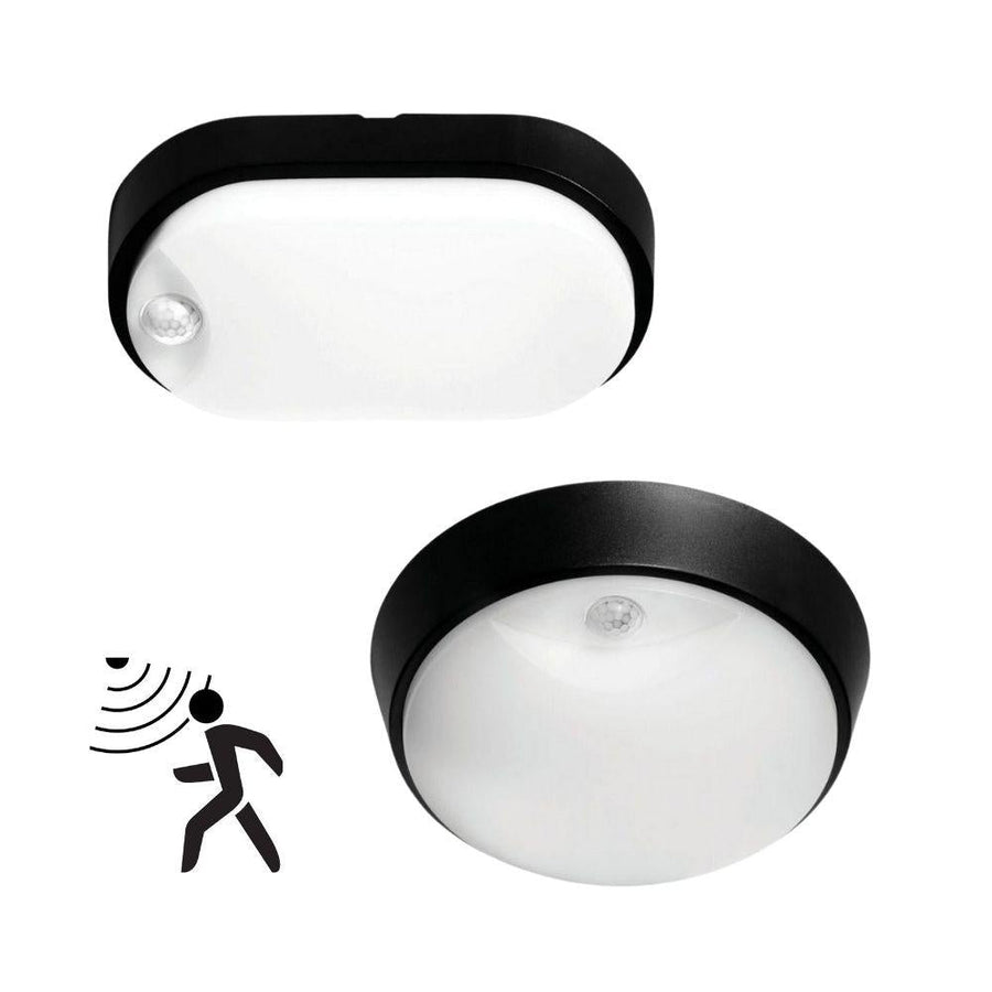 Mercator FLETCHER-SEN - 10W LED Exterior Bunker Light With Interchangeable White/Black Covers With Sensor IP54 - 4000K-Mercator-Ozlighting.com.au