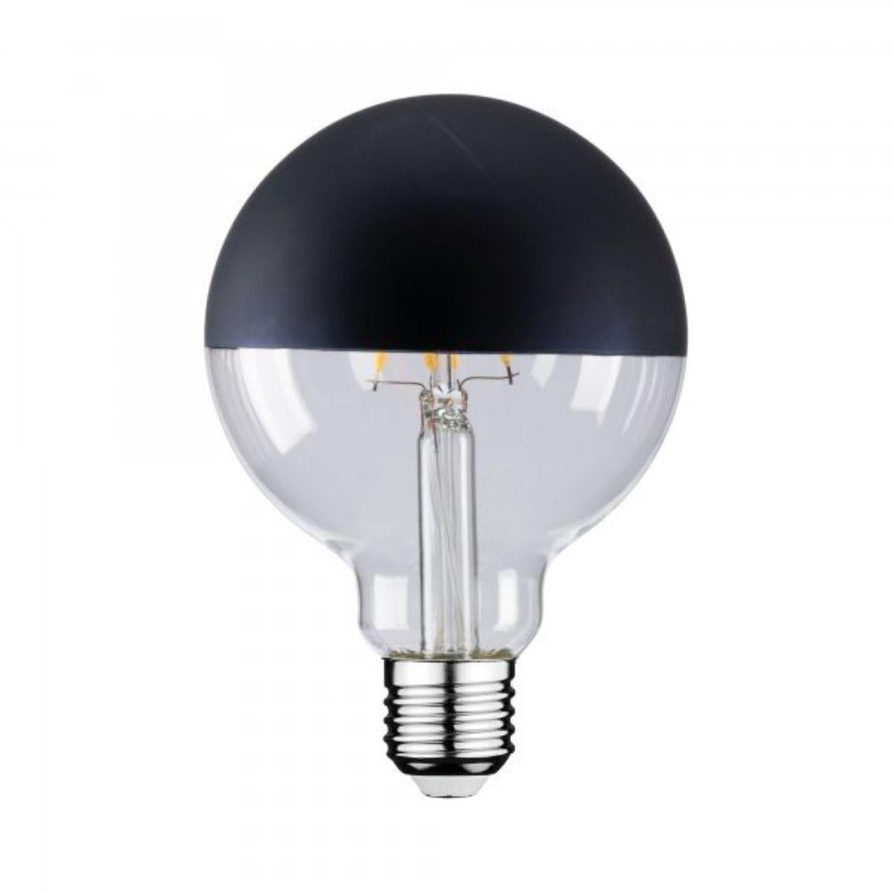 Mercator GLOBE-CROWN - 7.5W LED Dimmable G95/G125 Shape Spherical Crown Half Black Globe 2700K - E27-Mercator-Ozlighting.com.au