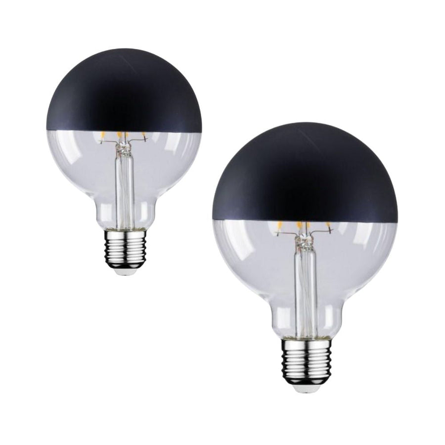 Mercator GLOBE-CROWN - 7.5W LED Dimmable G95/G125 Shape Spherical Crown Half Black Globe 2700K - E27-Mercator-Ozlighting.com.au