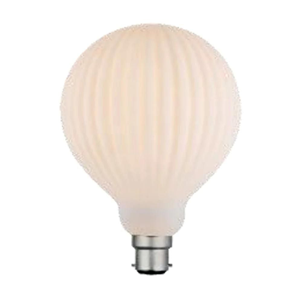 Mercator GLOBE-OPAL - 4W LED G125 Spherical Shape Decorative Ribbed Opal Glass Globe 3000K - B22/E27-Mercator-Ozlighting.com.au