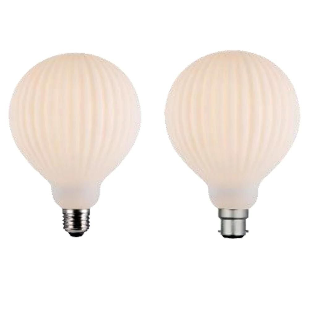 Mercator GLOBE-OPAL - 4W LED G125 Spherical Shape Decorative Ribbed Opal Glass Globe 3000K - B22/E27-Mercator-Ozlighting.com.au