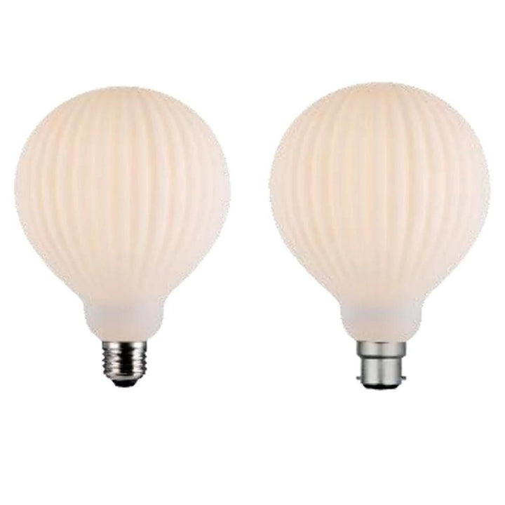 Mercator GLOBE-OPAL - 4W LED G125 Spherical Shape Decorative Ribbed Opal Glass Globe 3000K - B22/E27-Mercator-Ozlighting.com.au