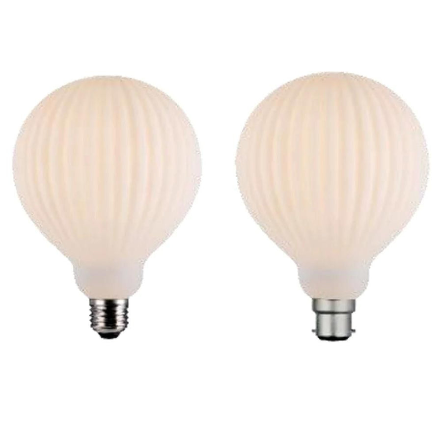 Mercator GLOBE-OPAL - 4W LED G125 Spherical Shape Decorative Ribbed Opal Glass Globe 3000K - B22/E27-Mercator-Ozlighting.com.au