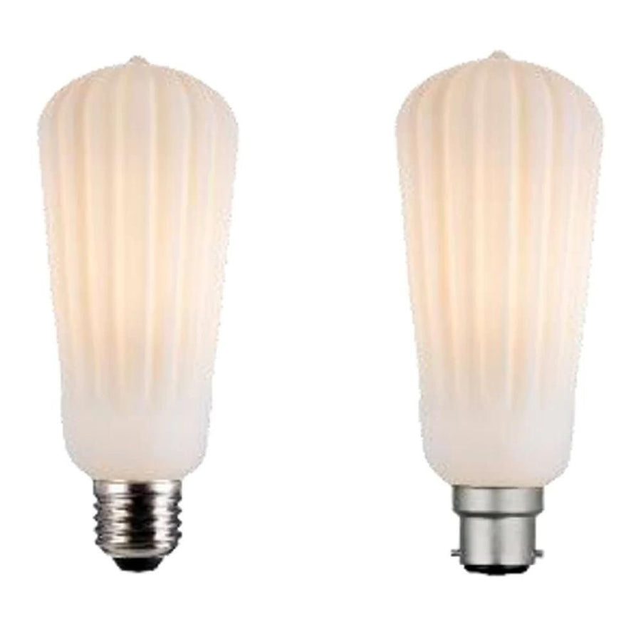 Mercator GLOBE-OPAL - 4W LED Pear ST60 Shape Decorative Ribbed Opal Glass Globe 3000K - B22/E27-Mercator-Ozlighting.com.au