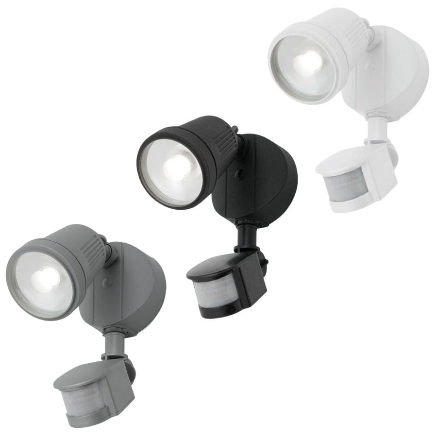 Mercator OTTO - 12W LED Single Head Exterior Security PC Spotlight With Sensor IP54 - 4000K-Mercator-Ozlighting.com.au