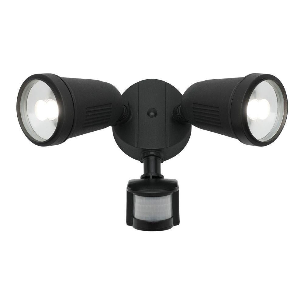 Mercator OTTO - 24W LED Twin Head Exterior Security PC Spotlight With Sensor IP54 - 4000K-Mercator-Ozlighting.com.au