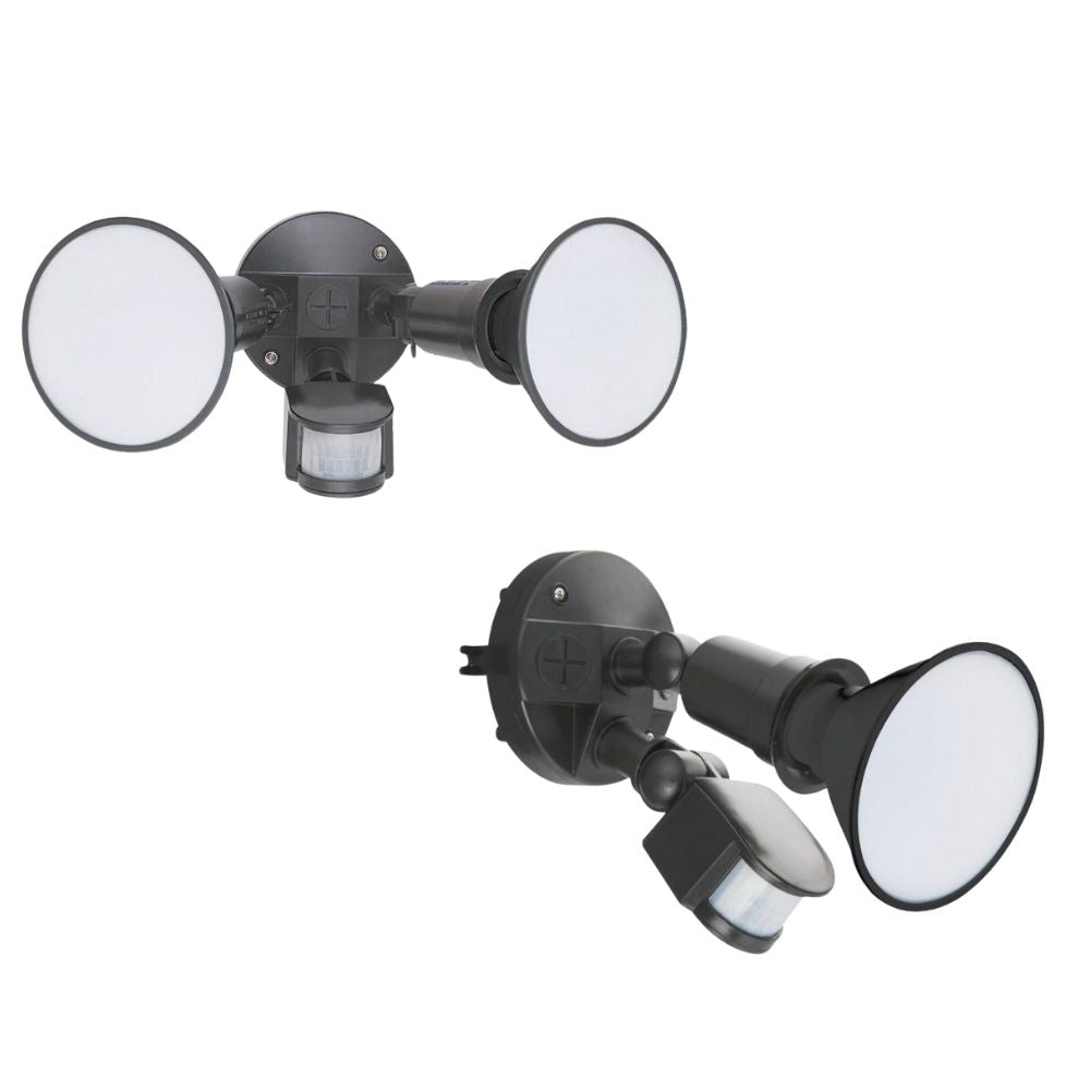 Mercator SANDERS - 12W/24W LED PAR38 Single Head/Twin Head Exterior Security PC Spotlight With Sensor IP44 - 5700K-Mercator-Ozlighting.com.au