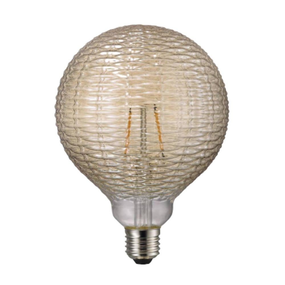 Nordlux AVRA-WS-G125 LED Globe - 1.5W G125 Spherical Decorative Filament Woven Stripes Amber Glass, 2000K, E27-Nordlux-Ozlighting.com.au