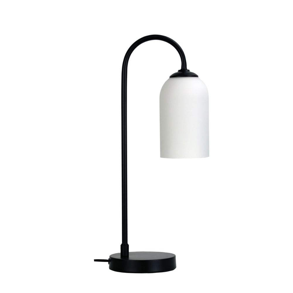 Oriel ARLINGTON Table Lamp - Black Metal, with Opal Matte Glass Shade-Oriel Lighting-Ozlighting.com.au