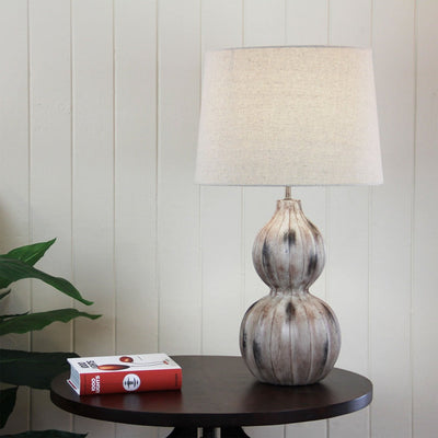 Oriel AUTUMN-TL - Ribbed Decorative Table Lamp with Raw Linen Shade-Oriel Lighting-Ozlighting.com.au