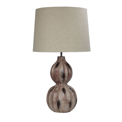 Oriel AUTUMN-TL - Ribbed Decorative Table Lamp with Raw Linen Shade-Oriel Lighting-Ozlighting.com.au