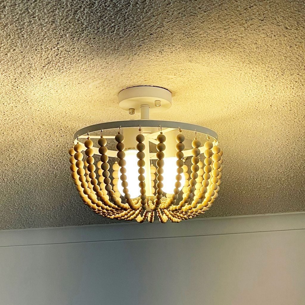 Oriel CASCARA Ceiling Light - 3 Light Wooden Beaded-Oriel Lighting-Ozlighting.com.au