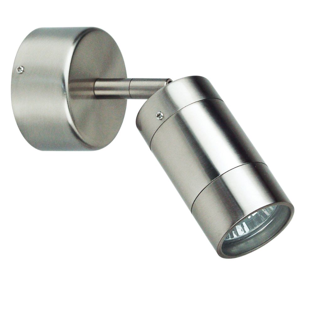 Oriel COMMA Outdoor Spotlight - 1 Light Adjustable Brushed Chrome, IP44-Oriel Lighting-Ozlighting.com.au